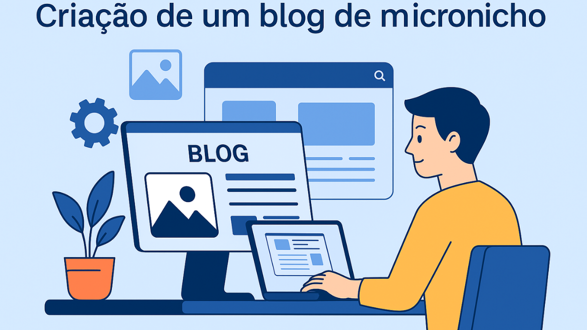 Homem criando um blog de micronicho para atuar como afiliado da Amazon