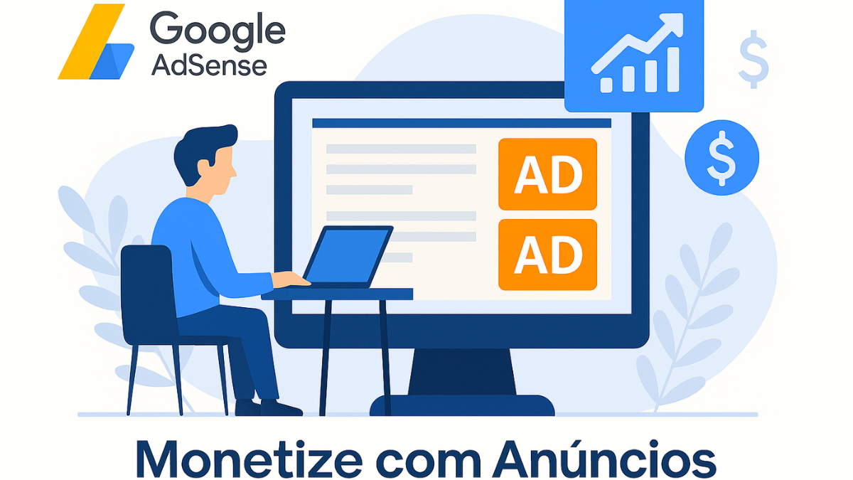 Pessoa monetizando blog de afiliado da Amazon com anúncios exibidos via Google AdSense