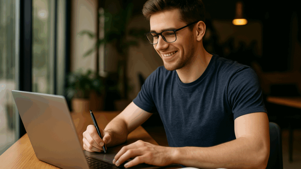 Afiliado estudando e aplicando estratégias de cursos online que realmente geram resultados para afiliados.