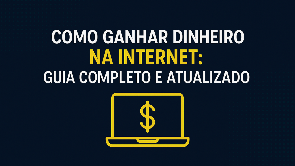 Imagem com título Como Ganhar Dinheiro na Internet e ícone de laptop representando lucros digitais