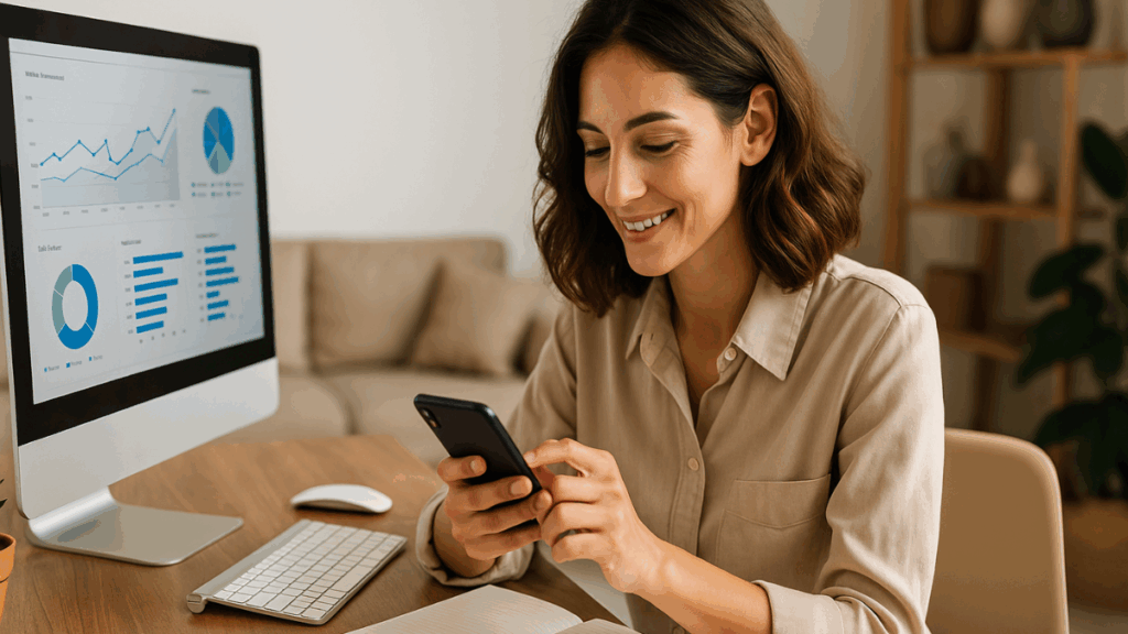 Jovem empreendedor ajustando campanha publicitária nas redes sociais com baixo orçamento
