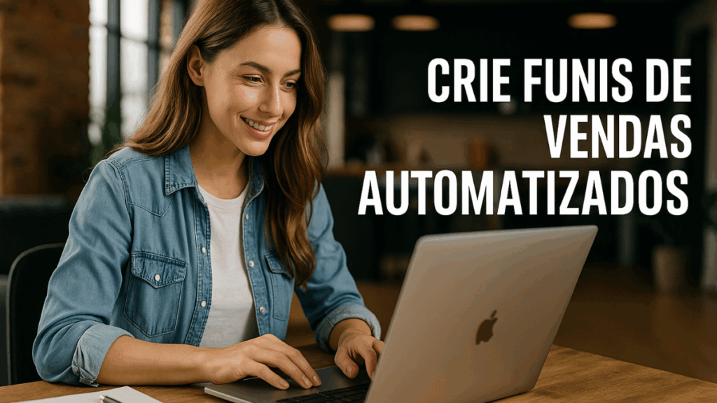 Empreendedor jovem monitorando um funil de vendas automatizado no computador com dados em tempo real