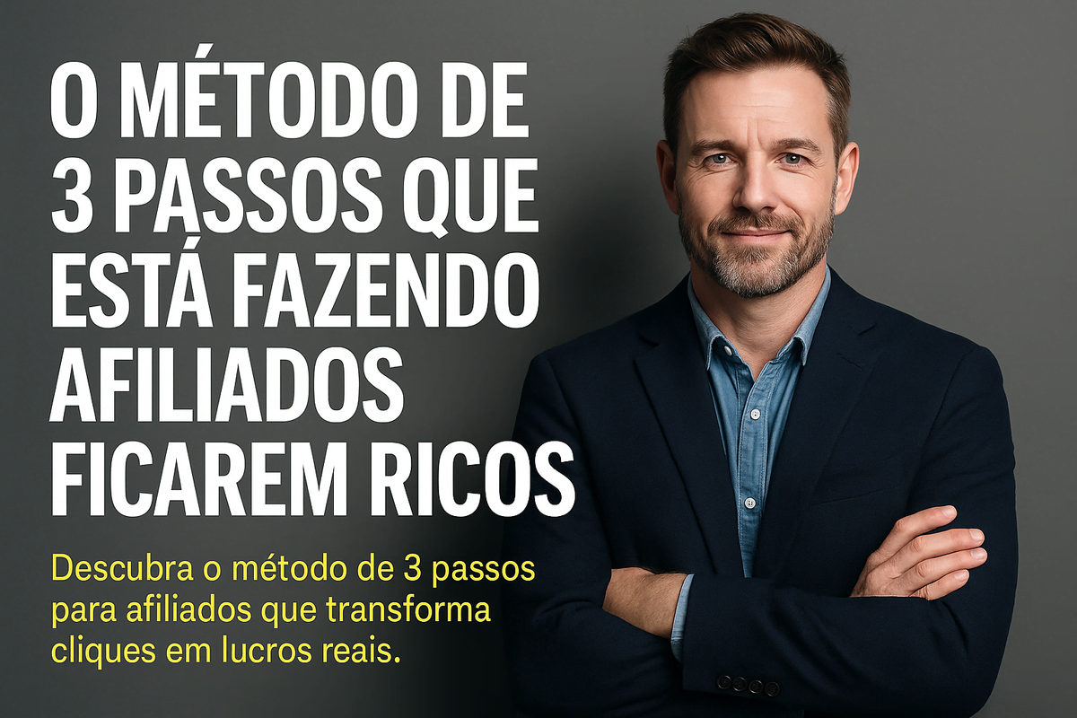 Afiliado digital de sucesso aplicando o método de 3 passos para gerar renda online