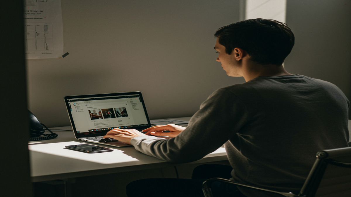 Pessoa trabalhando no notebook em casa representando como ganhar dinheiro online sem aparecer