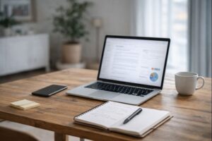 Pessoa trabalhando no notebook em casa representando outras formas de ganhar dinheiro online sem aparecer