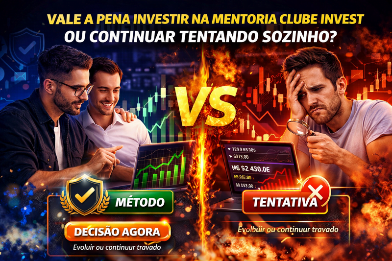 Vale a pena investir na mentoria Clube Invest decisão entre investir com método ou continuar sozinho