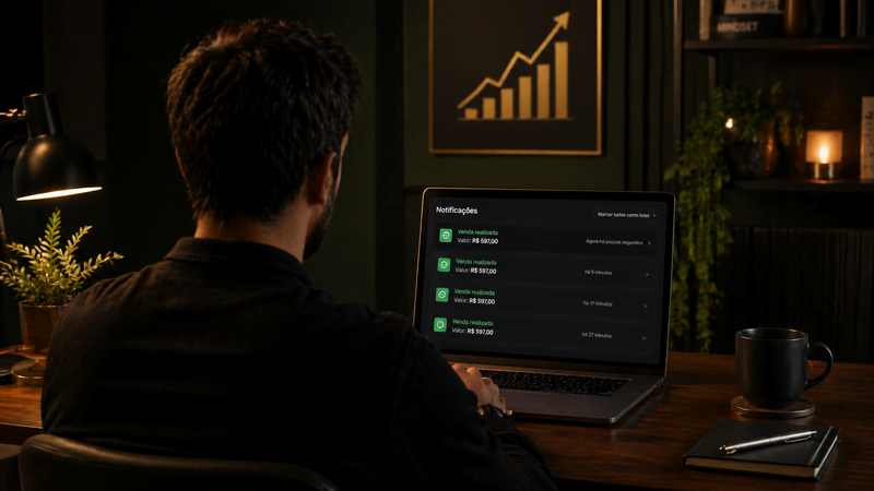 pessoa trabalhando no notebook para ganhar dinheiro online sem aparecer
