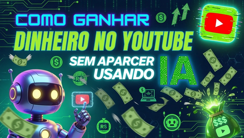 Empreendedor jovem trabalhando em computador criando vídeos para YouTube usando inteligência artificial