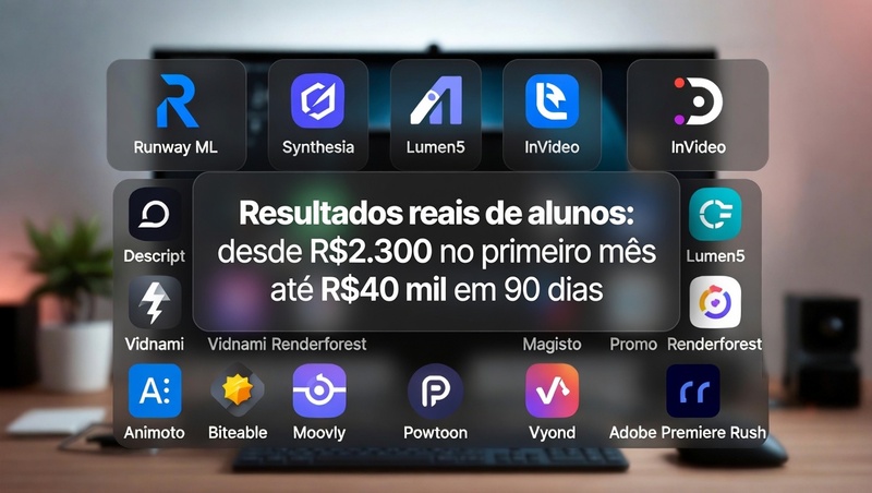 Montagem de exemplos de faturamento real de alunos mostrando extractos bancários, screenshots de AdSense e gráficos de renda com valores entre R$2300 e R$40 mil